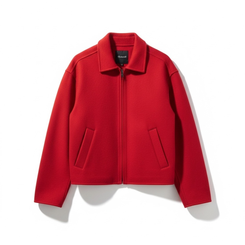 Madewell Women's Vibrant Red Woolf Blend Bomber Jacket Size L Nwot